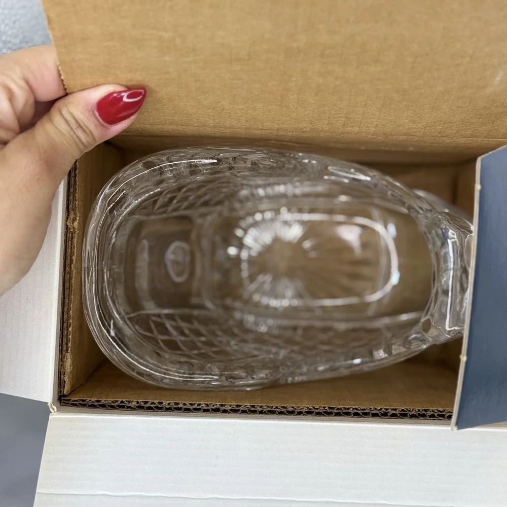 Vintage St George Crystal Holiday Sleigh 24% Lead USA‎ Candy Dish NIB Giftware
